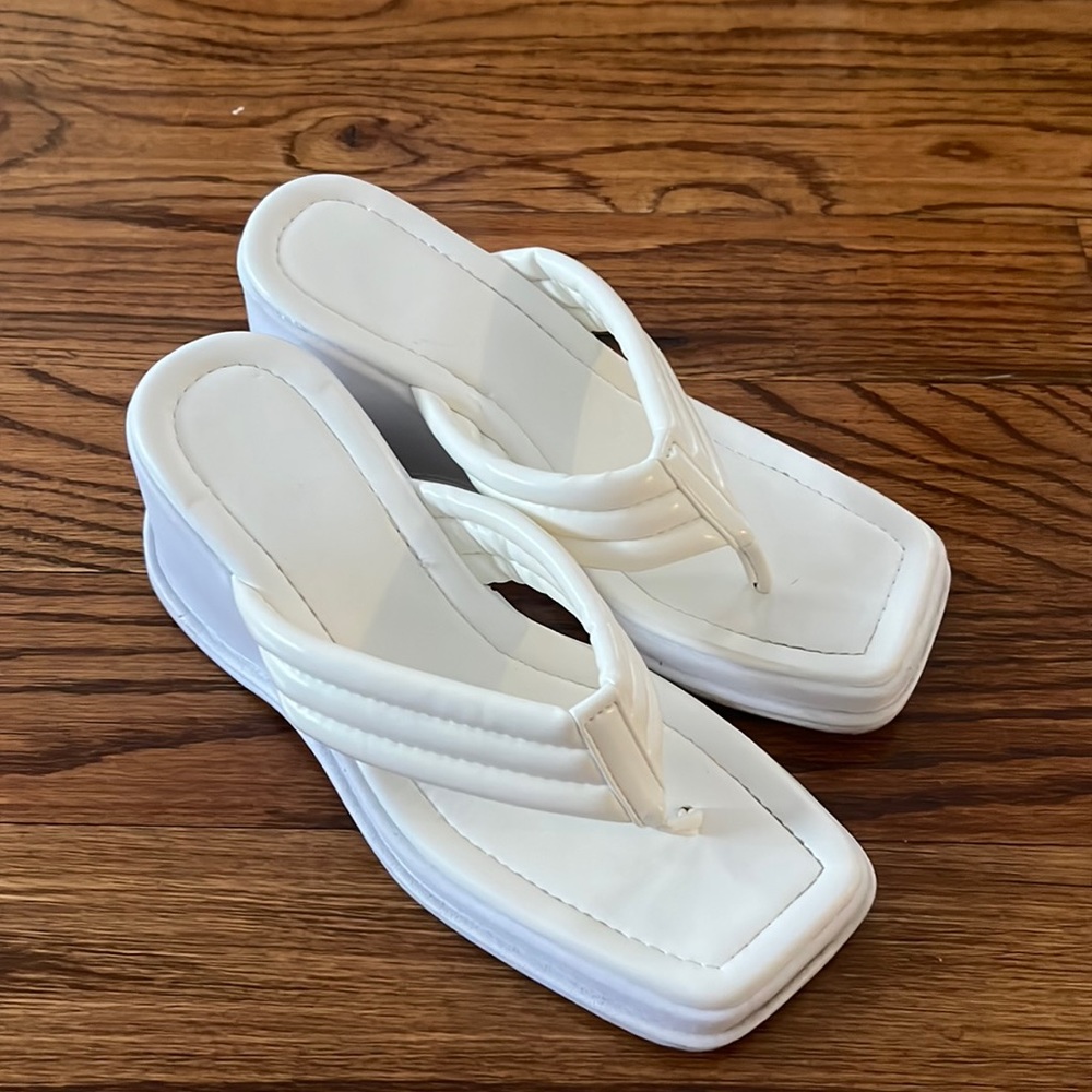White platform sandals